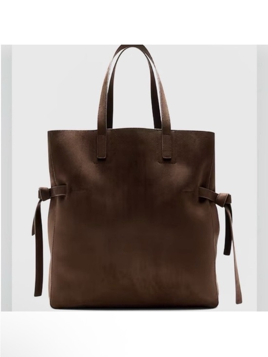 Banana Republic Handbags - 🆕 - Banana Republic Chocolate Brown Vegan Suede Side Tie Tote. NWT